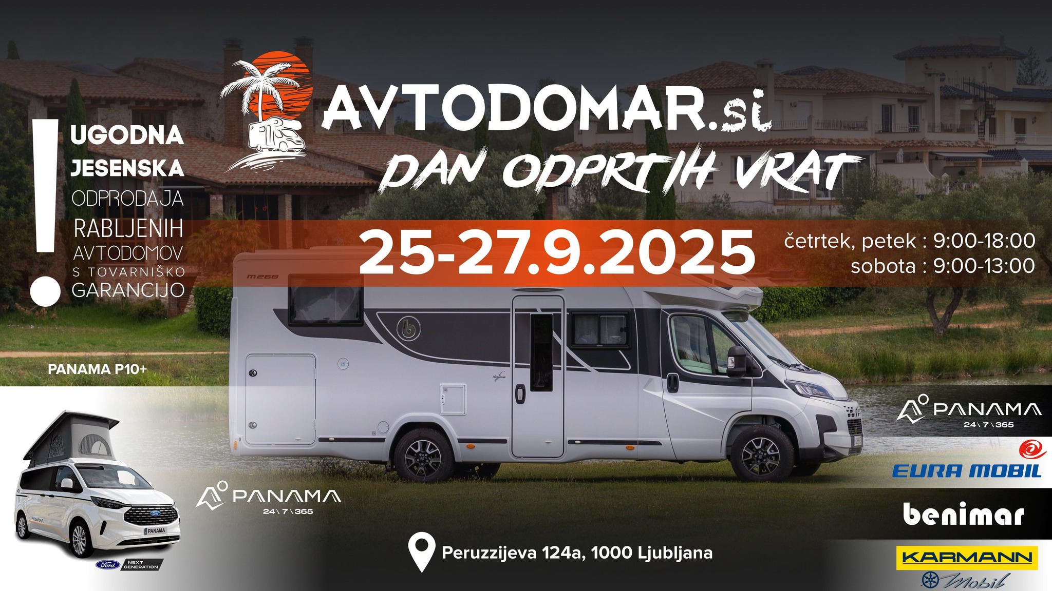 Dnevi odprtih vrat Avtodomar.si - jesen 2025 - prodaja in najem avtodomov Benimar & Eura Mobil - Avtokampi.si