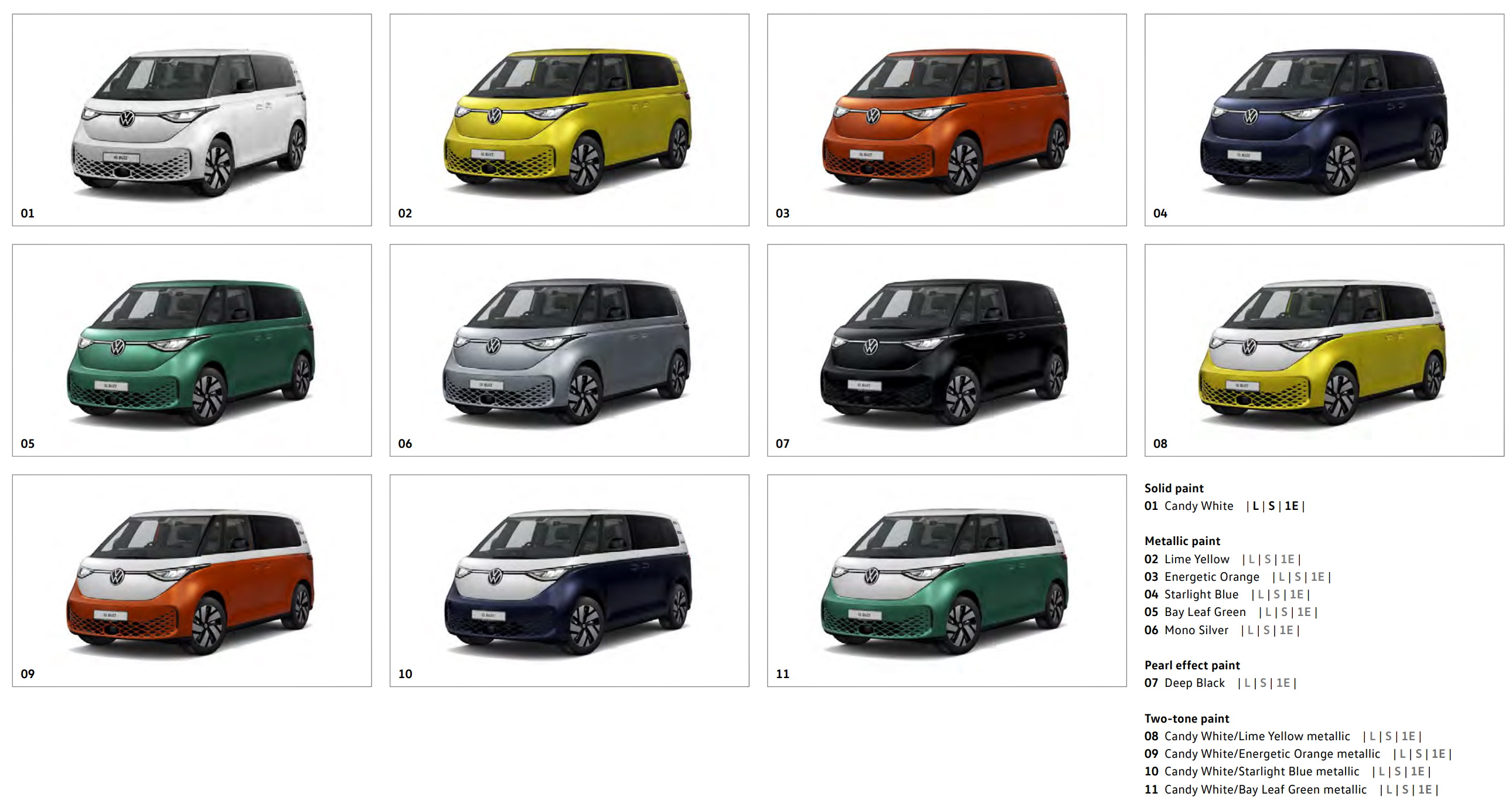 VW ID.Buzz - barvne kombinacije - Avtokampi.si