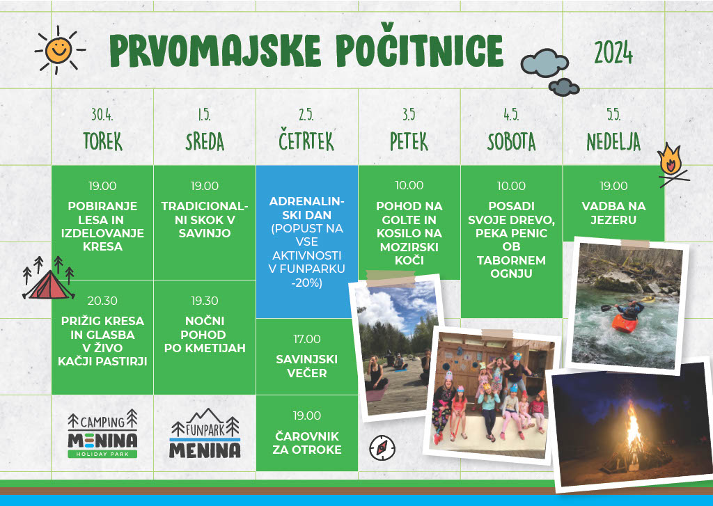 Prvomajske počitnice v kampu Menina - Avtokampi.si