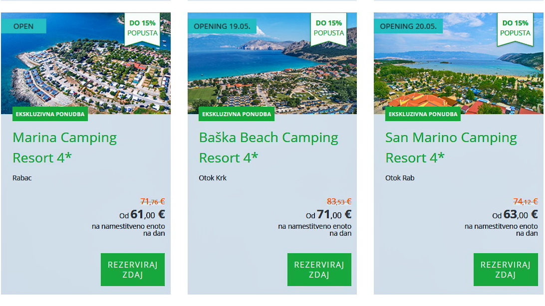 valamar akcija najema mobilnih hišic