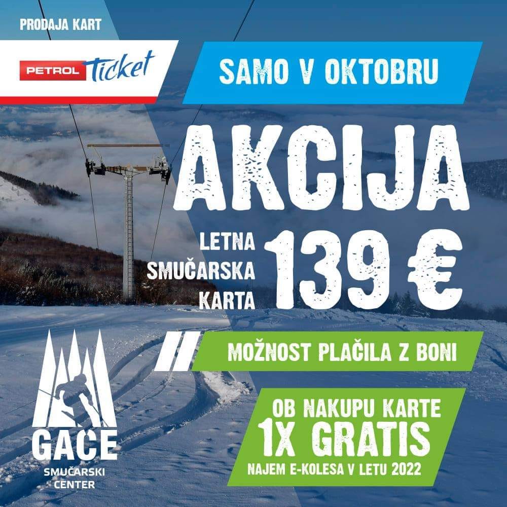 Smučišče Gače - akcija nakup smučarskih kart - Avtokampi.si