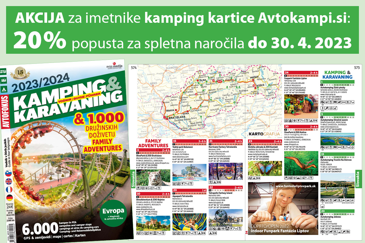 Vodnik kampov in postajališč za avtodome 2023 - Avtokampi.si
