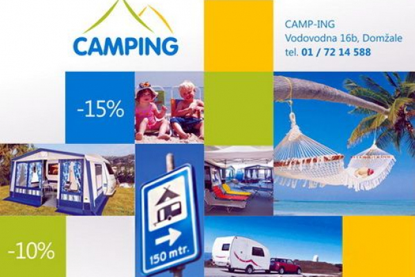 CAMP-ING Domžale - aprilska akcijska prodaja kamping opreme