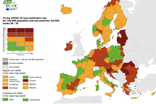 Nov covid zemljevid Evrope, Hrvaška pa podaljšuje veljavnost covid potrdil